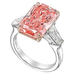 Platinum Statement Ring With 7.01 Ct Fancy Vivid Pink Radiant (Treated Color)