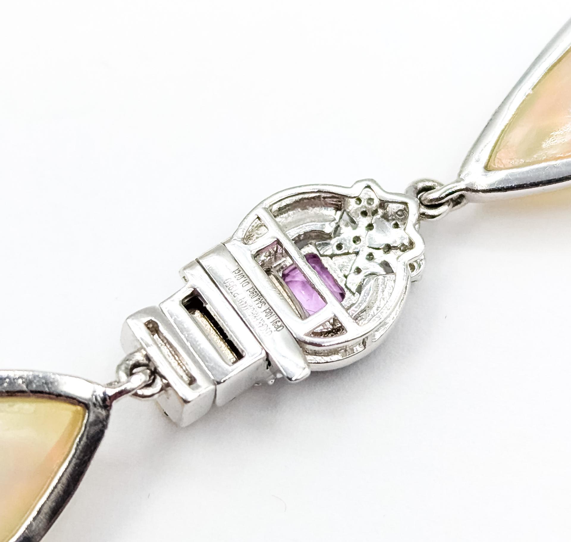 Collana in platino con smalto nero, diamanti, zaffiri rosa ed etiopi in vendita 1