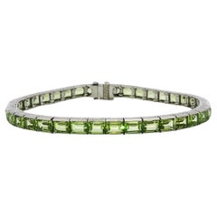 Pulsera Línea Recta Platino Peridoto Estilo Art Decó ~17.5ctw Peridoto