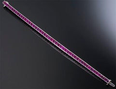 Platinum Straight-Line Ruby Bracelet