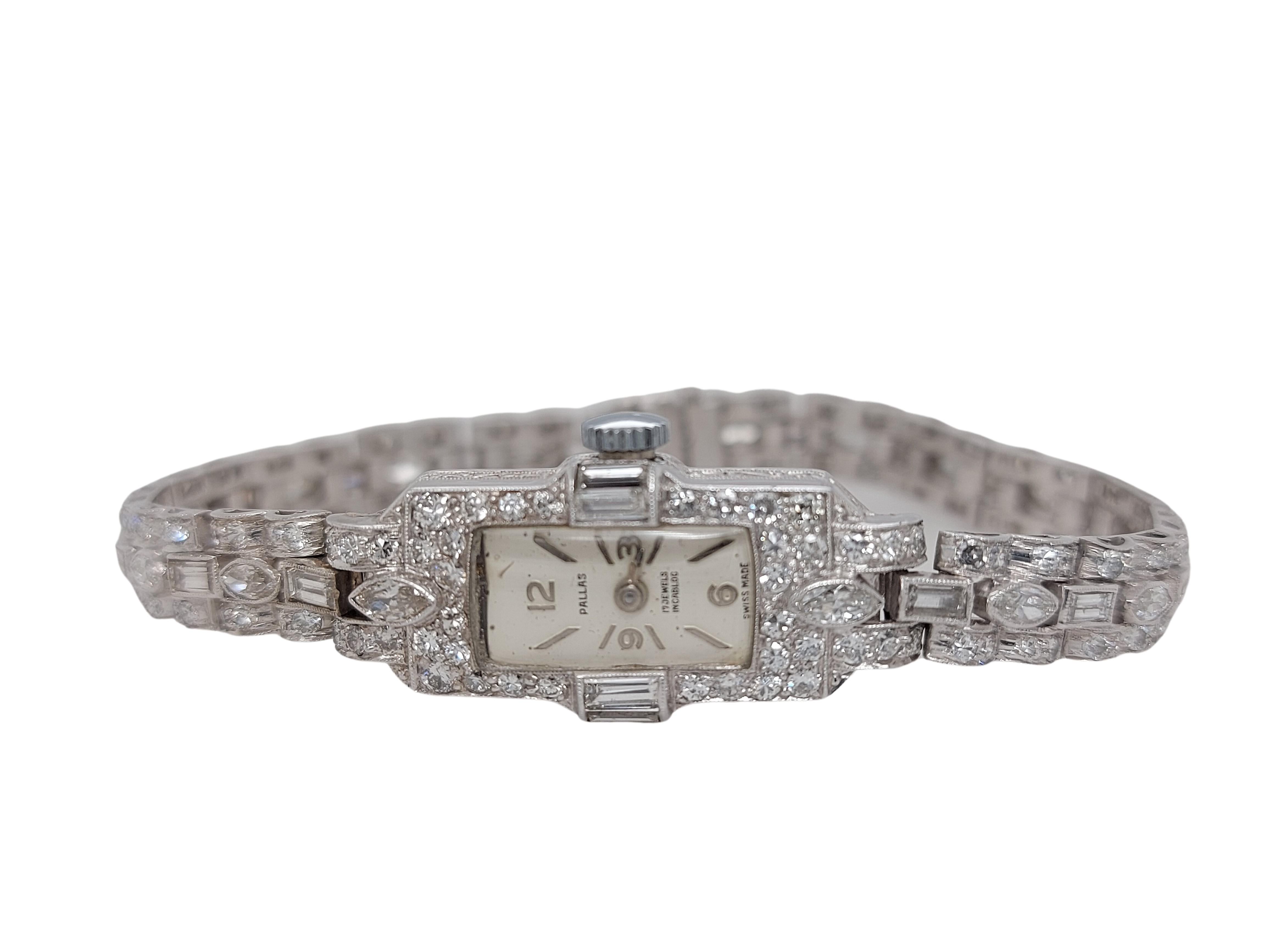 Platinum Stunning Pallas Diamond Tennis Bracelet Watch For Sale 2