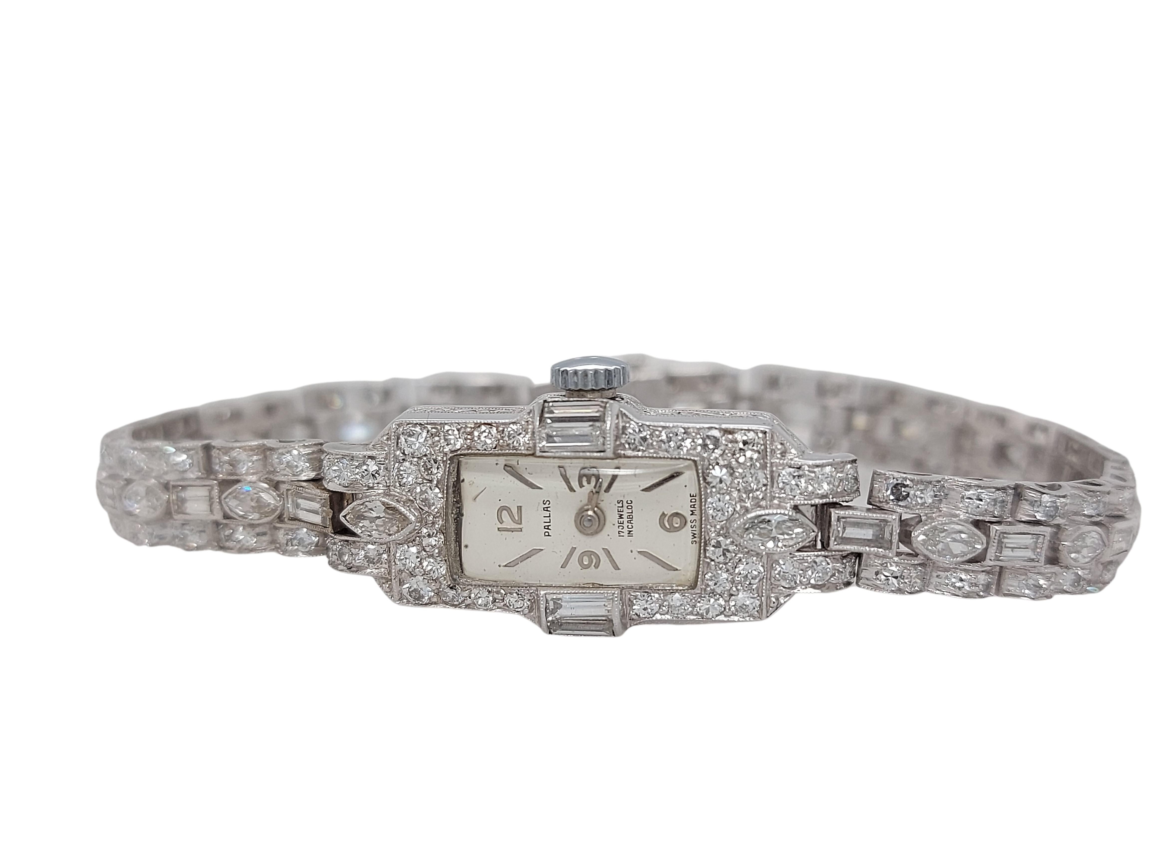 Artisan Platinum Stunning Pallas Diamond Tennis Bracelet Watch For Sale