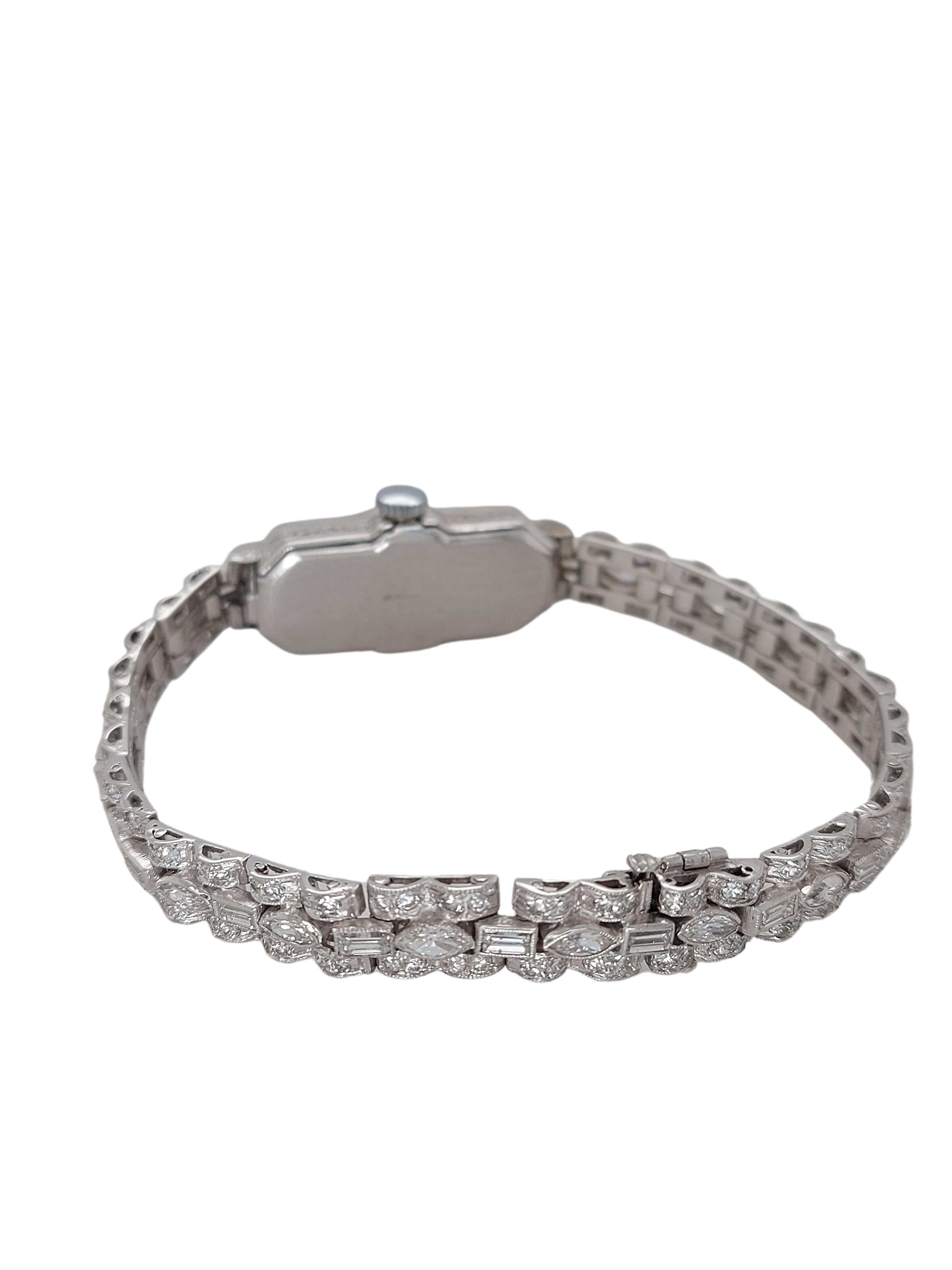 Platinum Stunning Pallas Diamond Tennis Bracelet Watch In Excellent Condition For Sale In Antwerp, BE