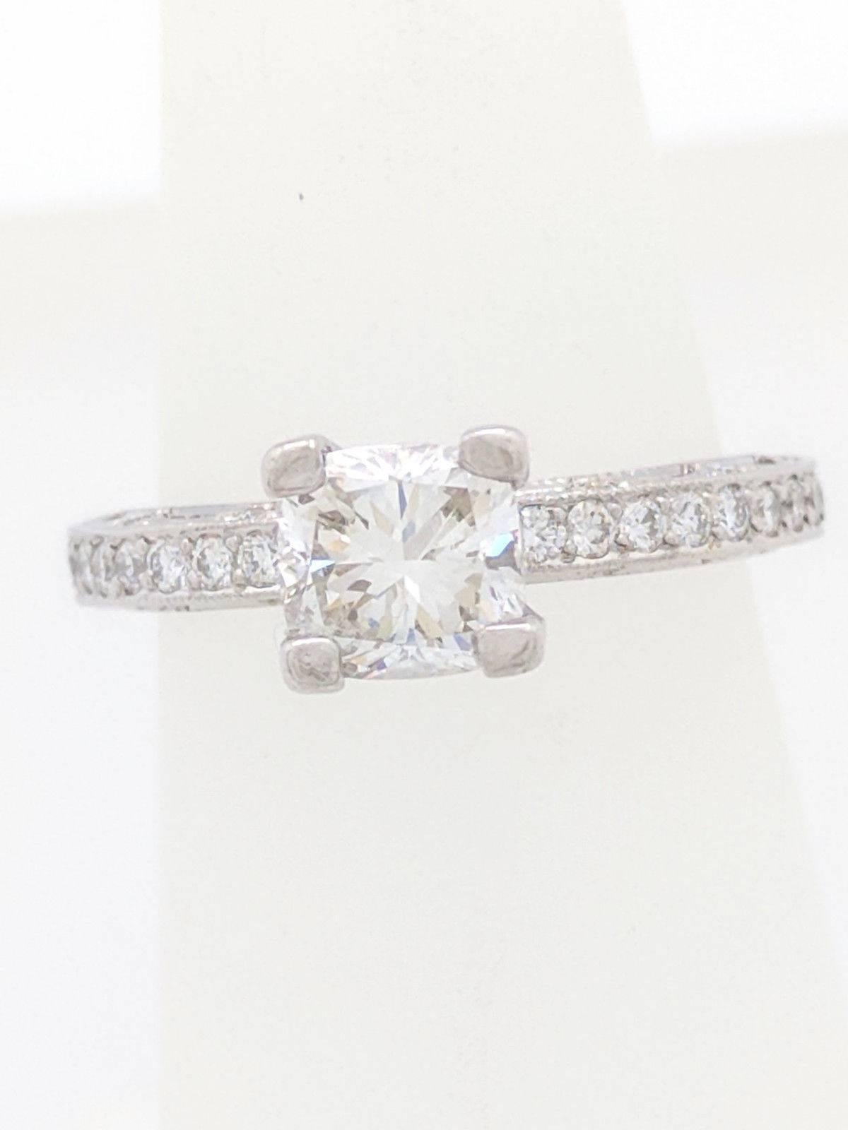 Platinum Tacori 1.05ct Cushion Cut Diamond Engagement Ring, Matching Band SI1/G 2