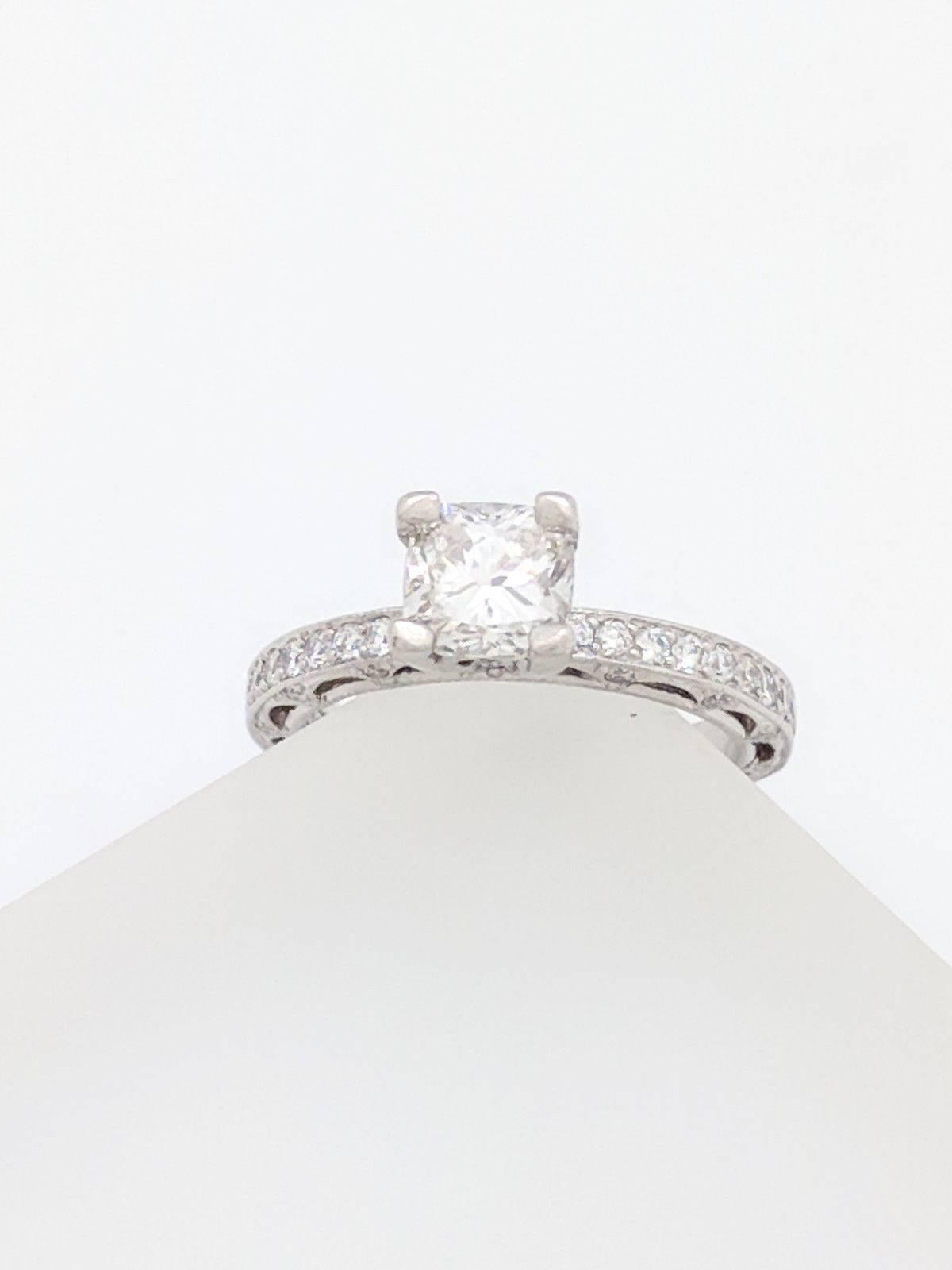 Platinum Tacori 1.05ct Cushion Cut Diamond Engagement Ring, Matching Band SI1/G 3