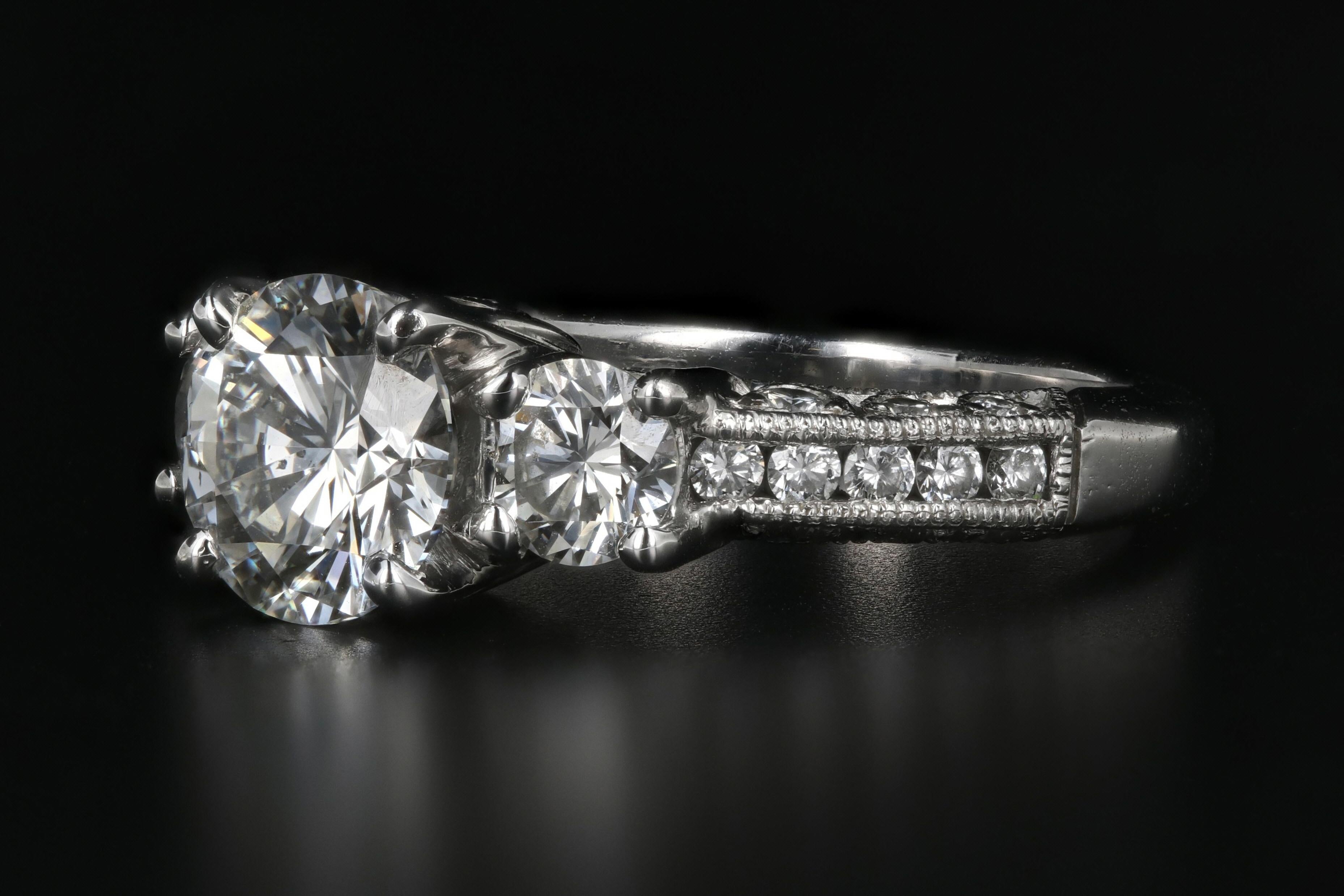 Modern Platinum Tacori 1.54 Carat Diamond Ring GIA Certified