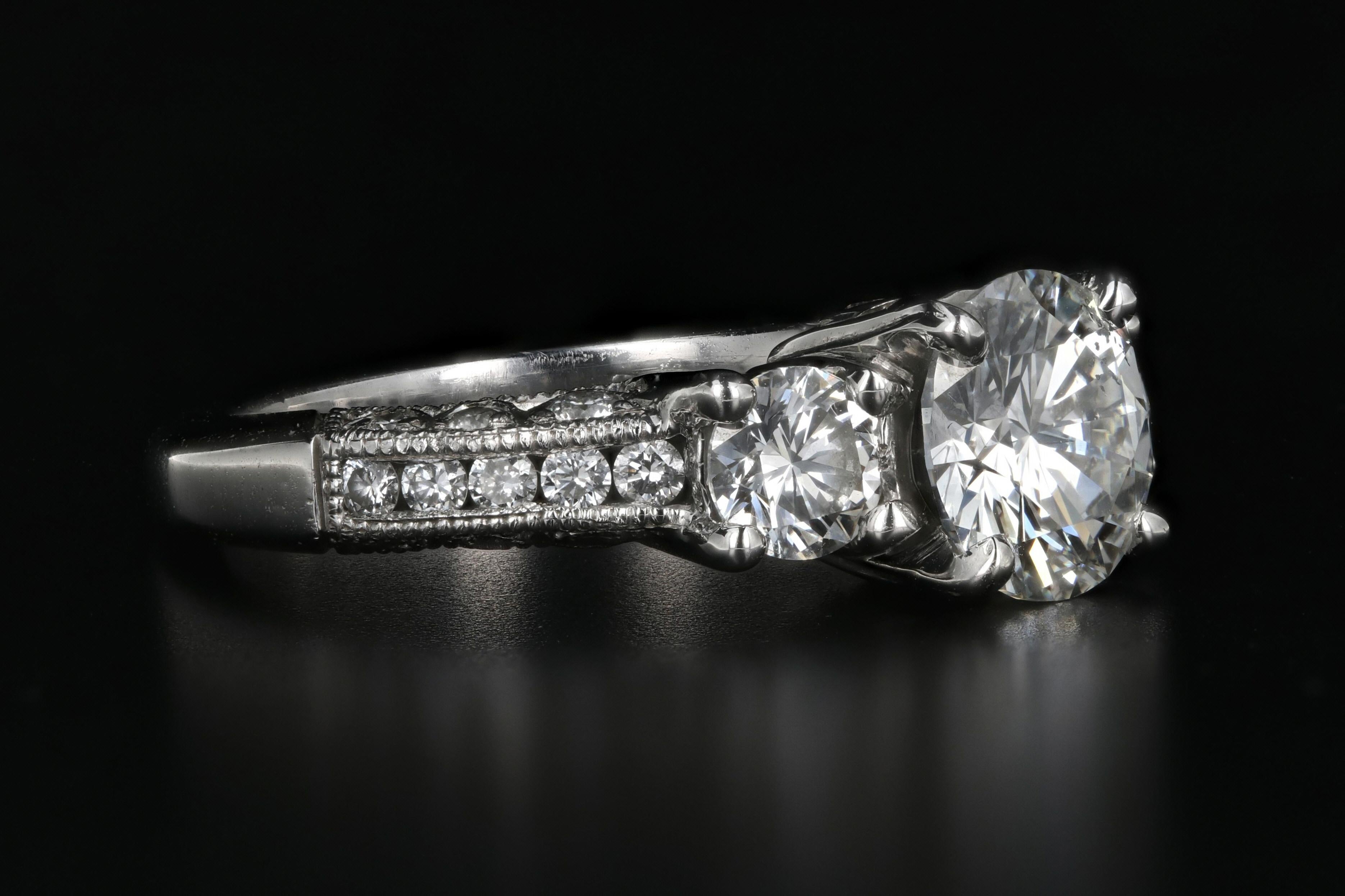 Round Cut Platinum Tacori 1.54 Carat Diamond Ring GIA Certified