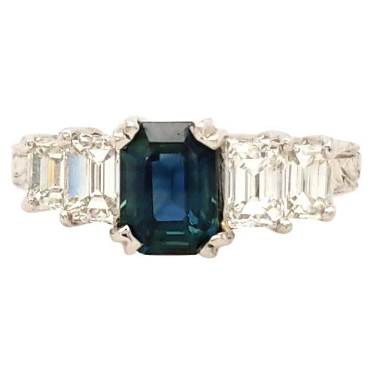 Platinum Tacori Diamond and Sapphire Ring