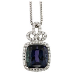 Platinum, Tanzanite and Diamond Pendant-Necklace