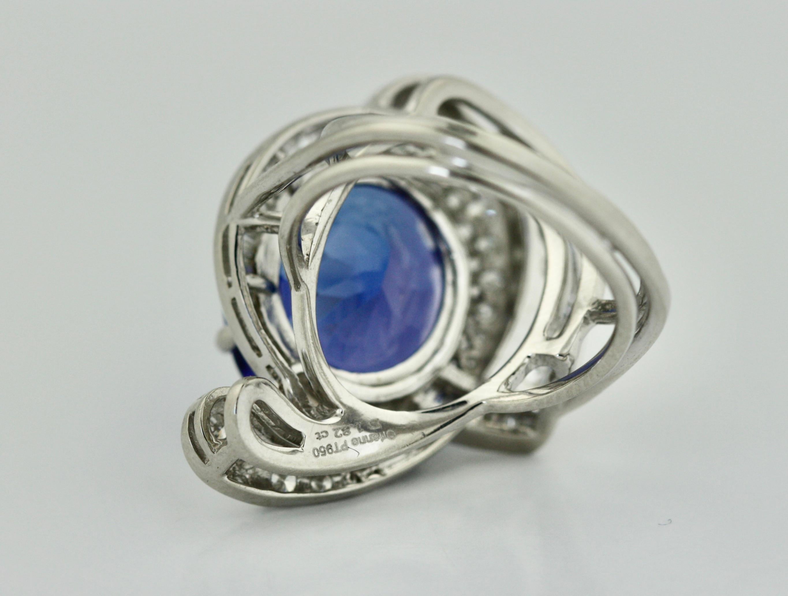 Women's or Men's Platinum, Tanzanite and Diamond Ring