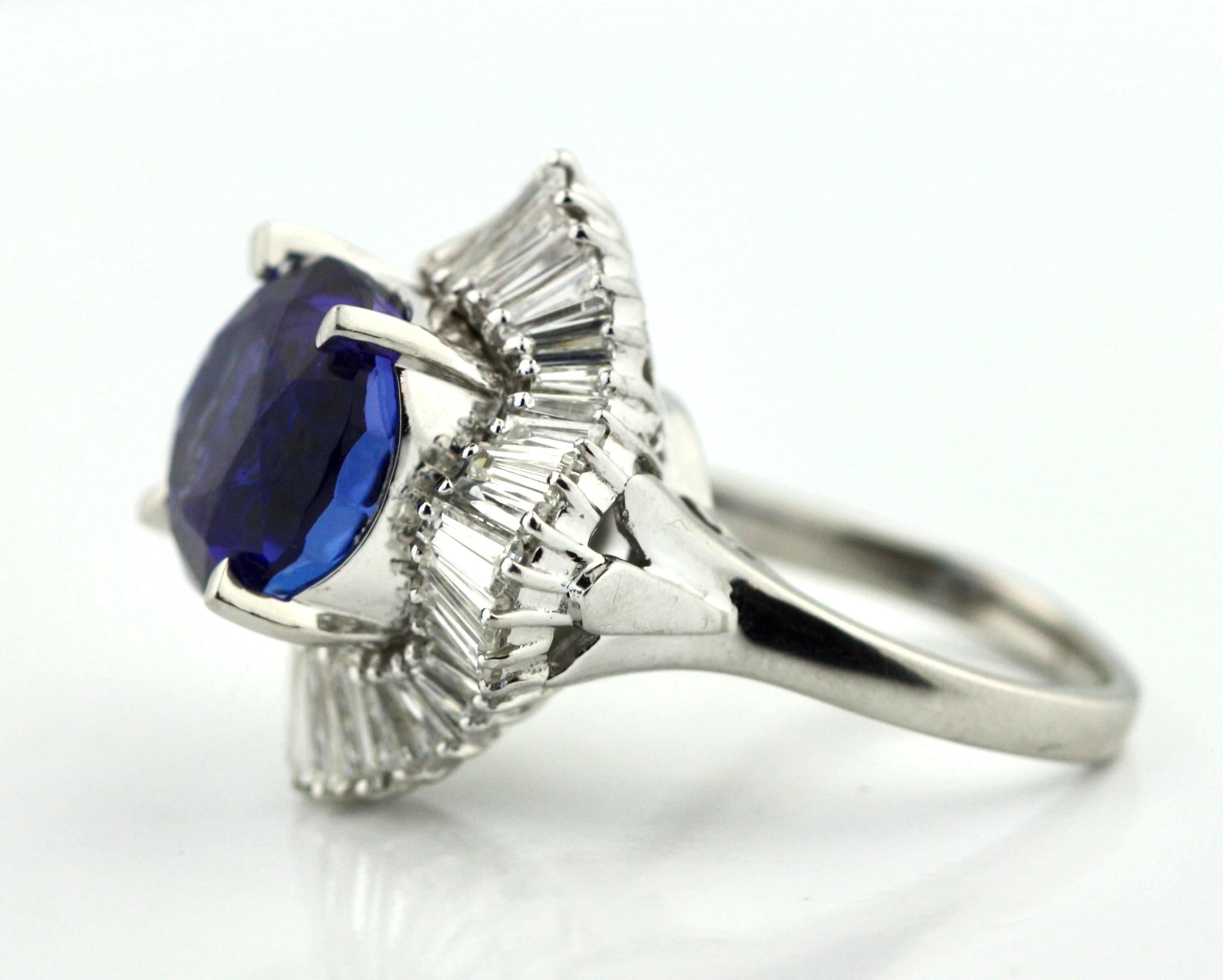 Platin Tansanit und Diamant-Ring für Damen oder Herren