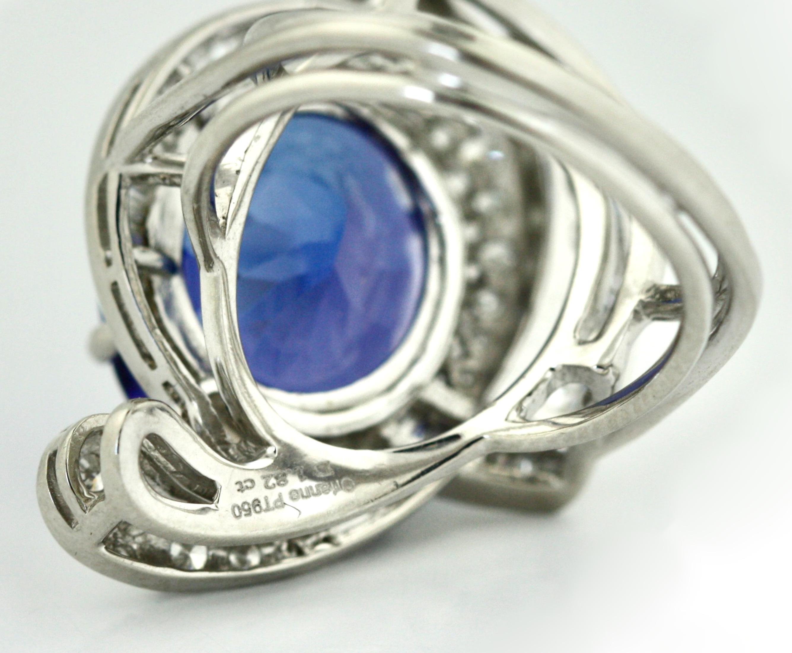 Platin Tansanit und Diamant-Ring 1