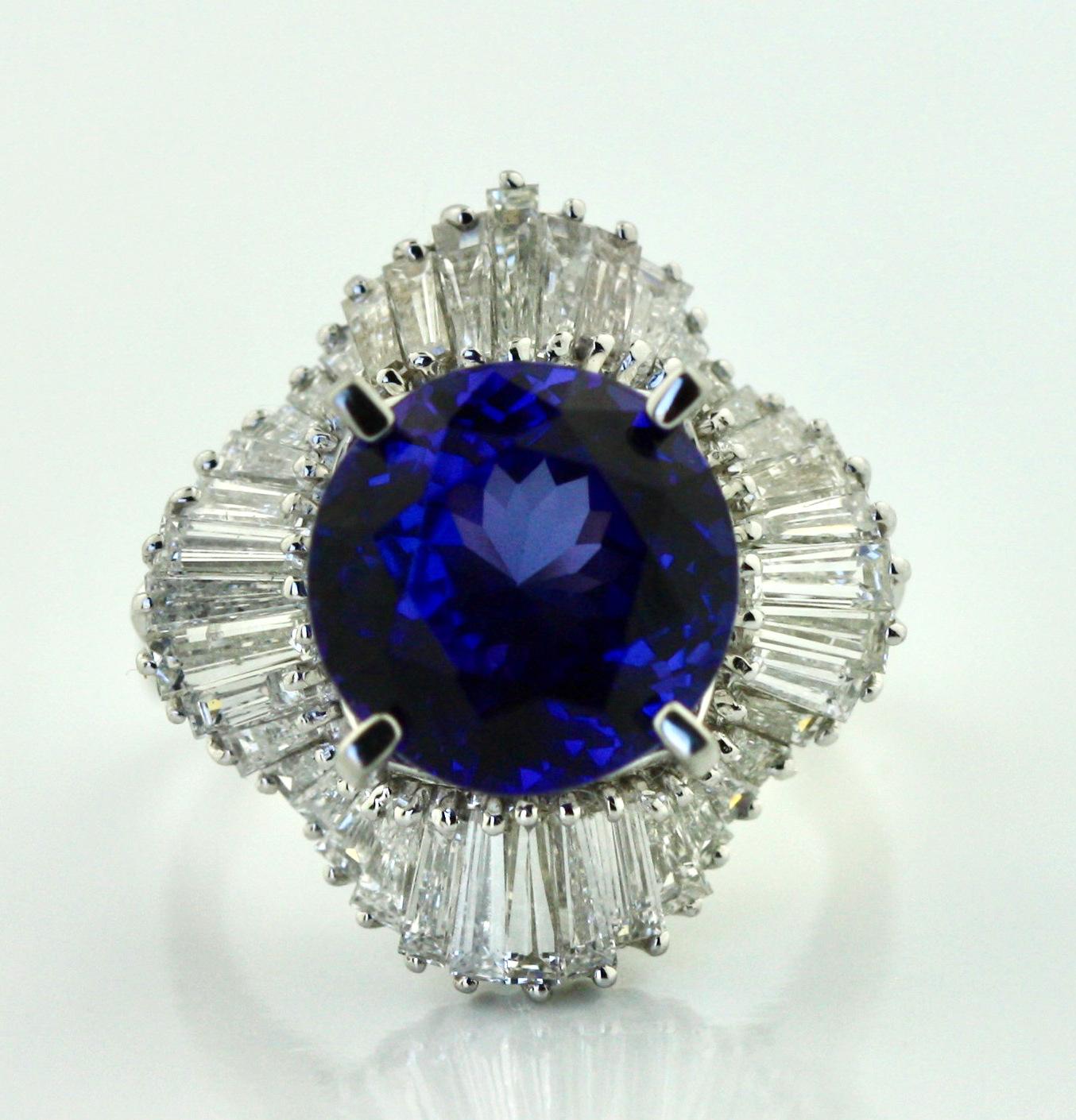 Platin Tansanit und Diamant-Ring 2