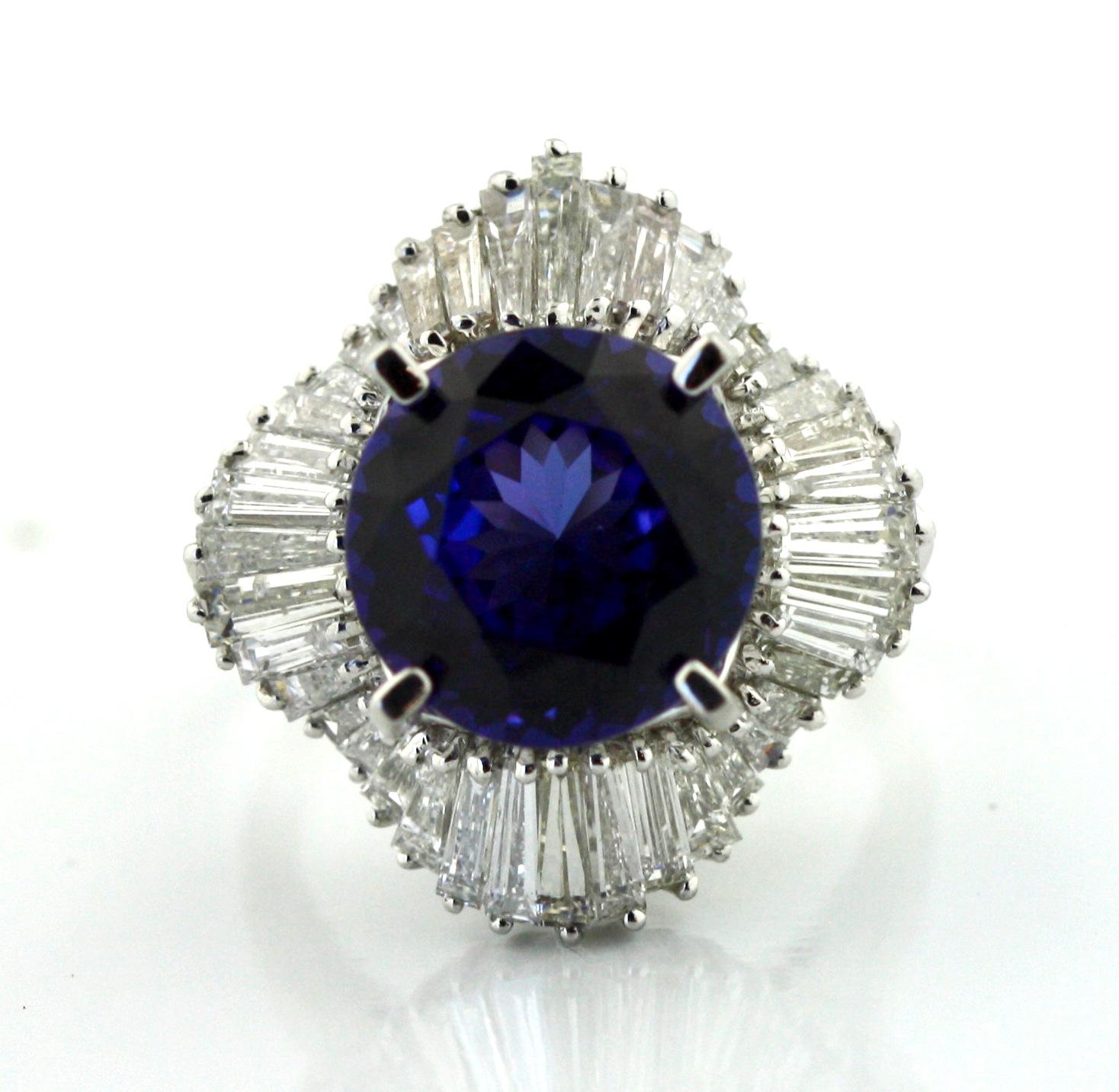 Platin Tansanit und Diamant-Ring 3