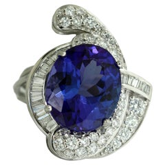 Platin Tansanit und Diamant-Ring
