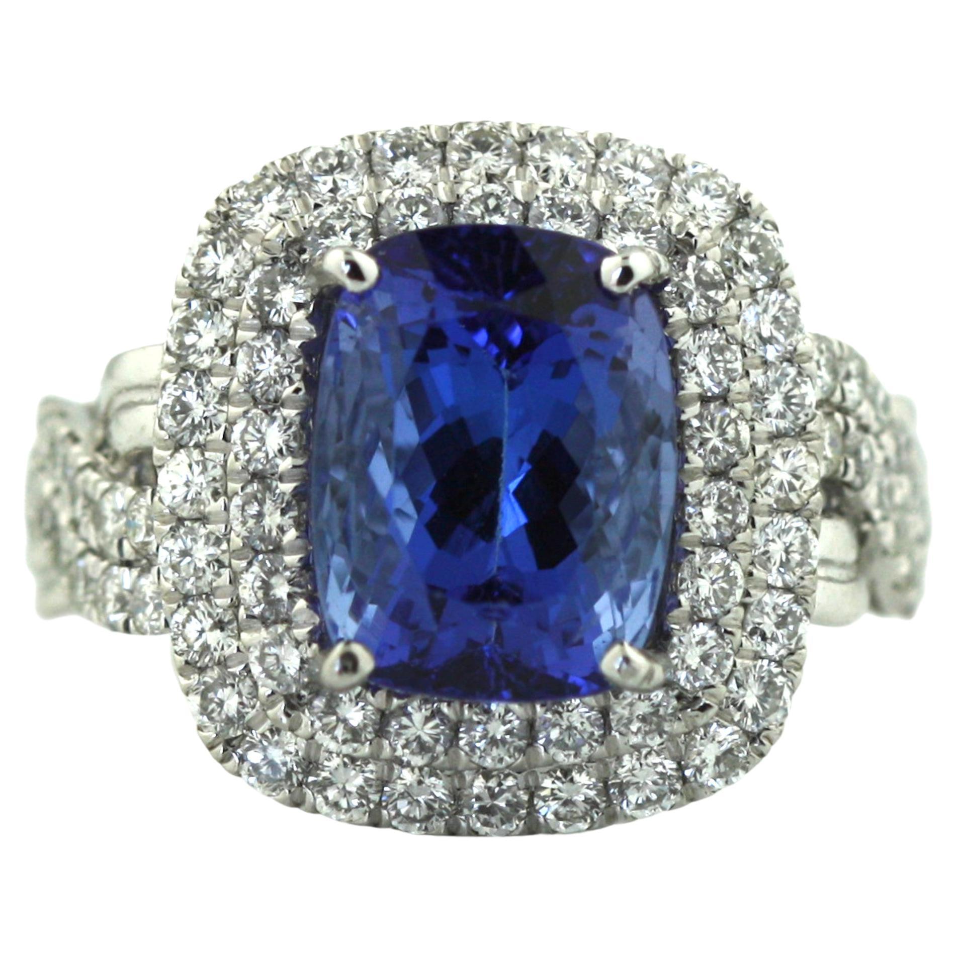 Tiffany and Co. Large Tanzanite Diamond Platinum Ring at 1stDibs