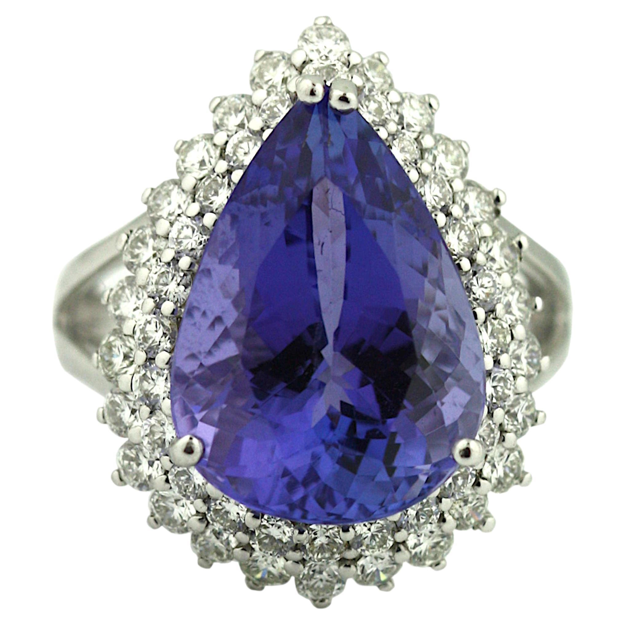 Tiffany and Co. Large Tanzanite Diamond Platinum Ring at 1stDibs