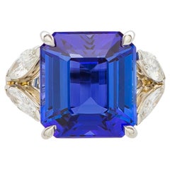 Bague en platine avec tanzanite et diamants