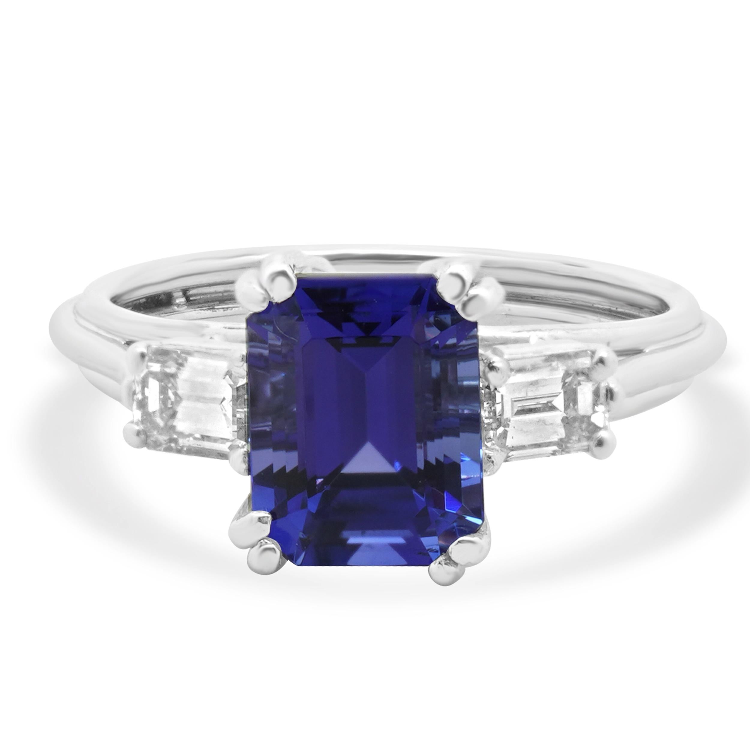 Platinum Tanzanite and Diamond Ring For Sale
