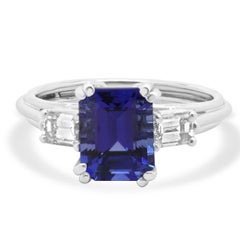 Platin Tansanit und Diamant-Ring