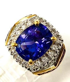 Platinum Tanzanite And Ruby Ring