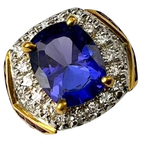 Platinum Tanzanite And Ruby Ring For Sale