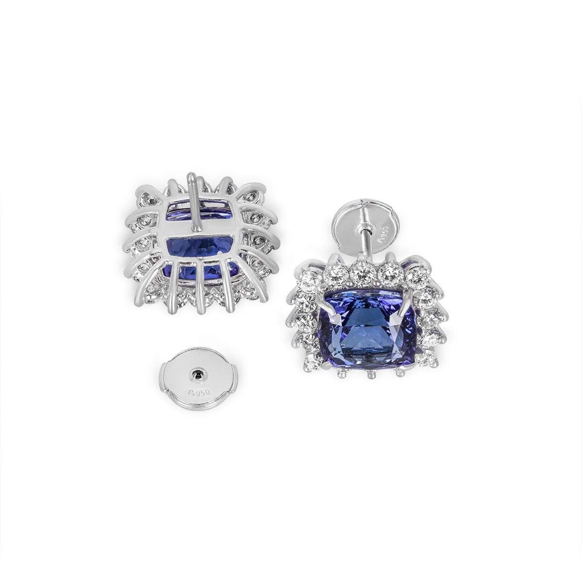 Platinum Tanzanite & Diamond Earrings 7.15 ct  In Excellent Condition In London, GB