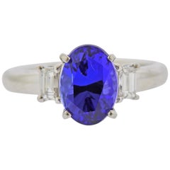 Platinum Tanzanite Diamond Engagement Ring