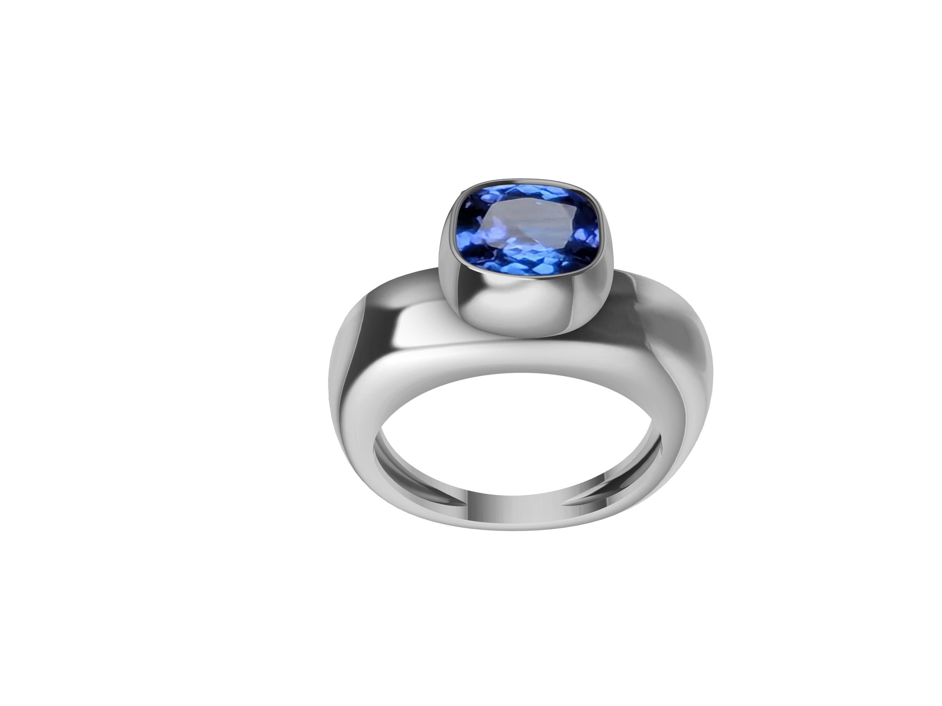 Platinum Tanzanite Sculpture Ring In New Condition For Sale In New York, NY