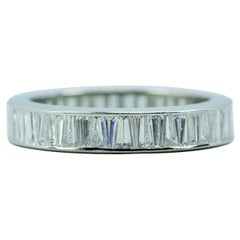 Platinum Tapered Baguette Cut White Diamond Eternity Band 3CTTW Ring