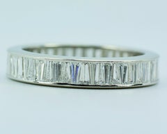 Platinum Tapered Baguette Cut White Diamond Eternity Band 3CTTW Ring