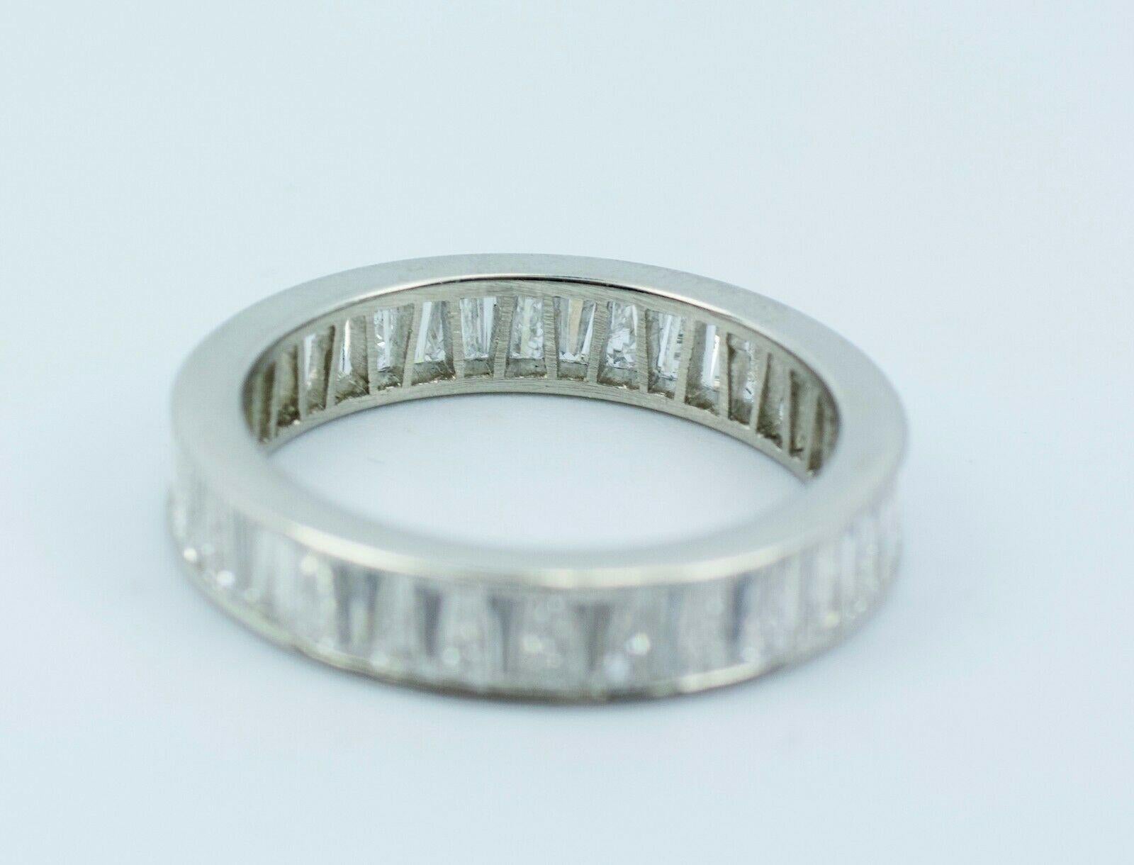 Women's or Men's Platinum Tapered Baguette Cut White Diamond Eternity Band 3CTTW Ring