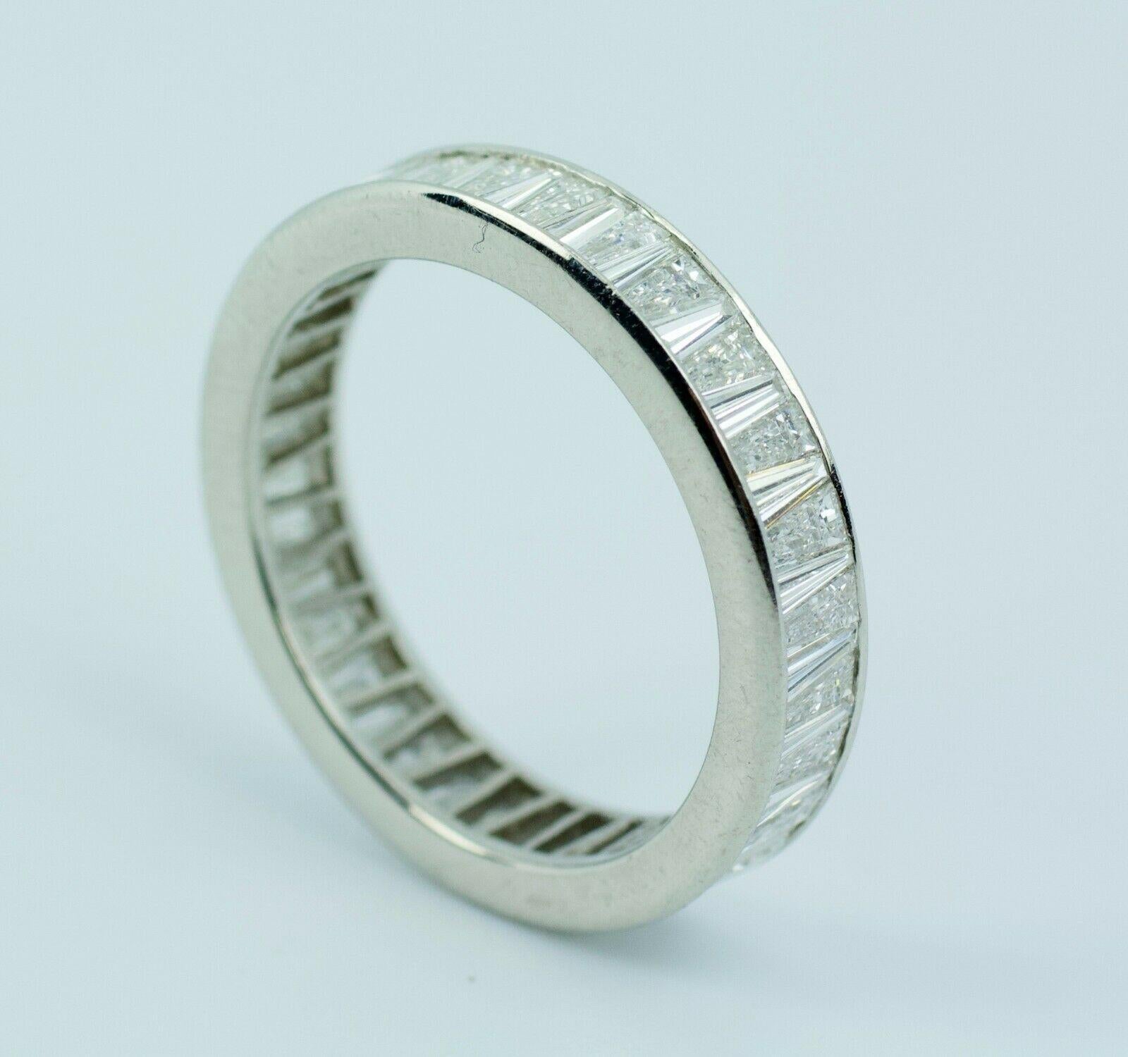 Platinum Tapered Baguette Cut White Diamond Eternity Band 3CTTW Ring 1