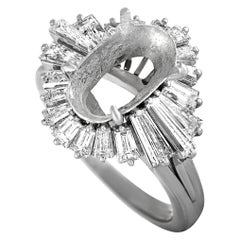 Platinum Tapered Baguette Diamond Oval Mounting Ring