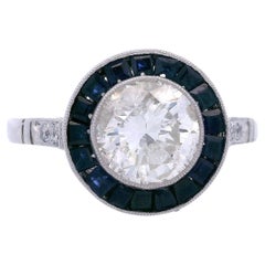 Platinum Target Ring with 1.26 Cts Diamonds and Sapphires