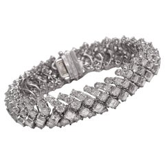 Platinum Tennis Bracelet 30ct. Square & Brilliant Diamonds, Estate Sultan Oman  