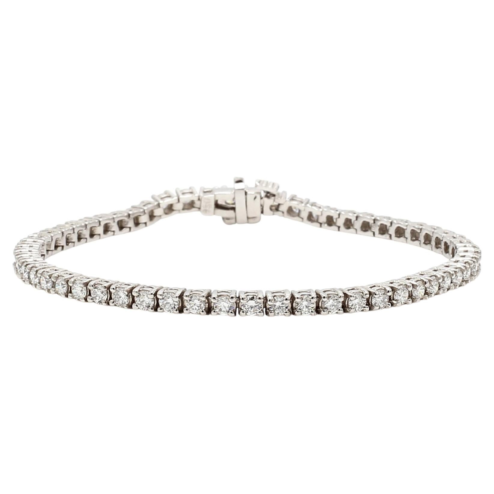 Pulsera de tenis de platino con diamantes redondos de talla brillante de 3,87 ct, nueva