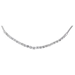Platinum Tennis Classic Necklace Set with 4.67 Carat Natural White Diamond