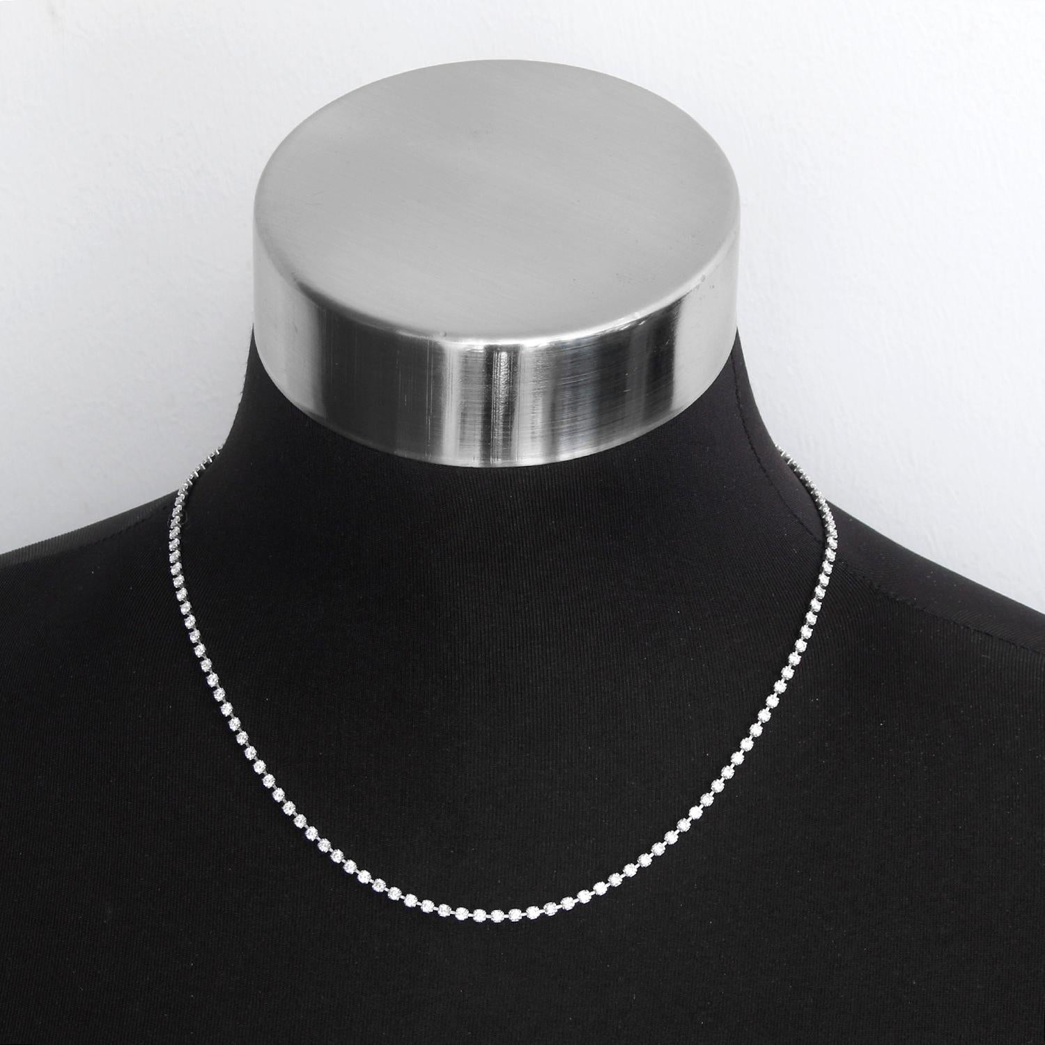 Women's Platinum Tennis Necklace 5.33 carats For Sale