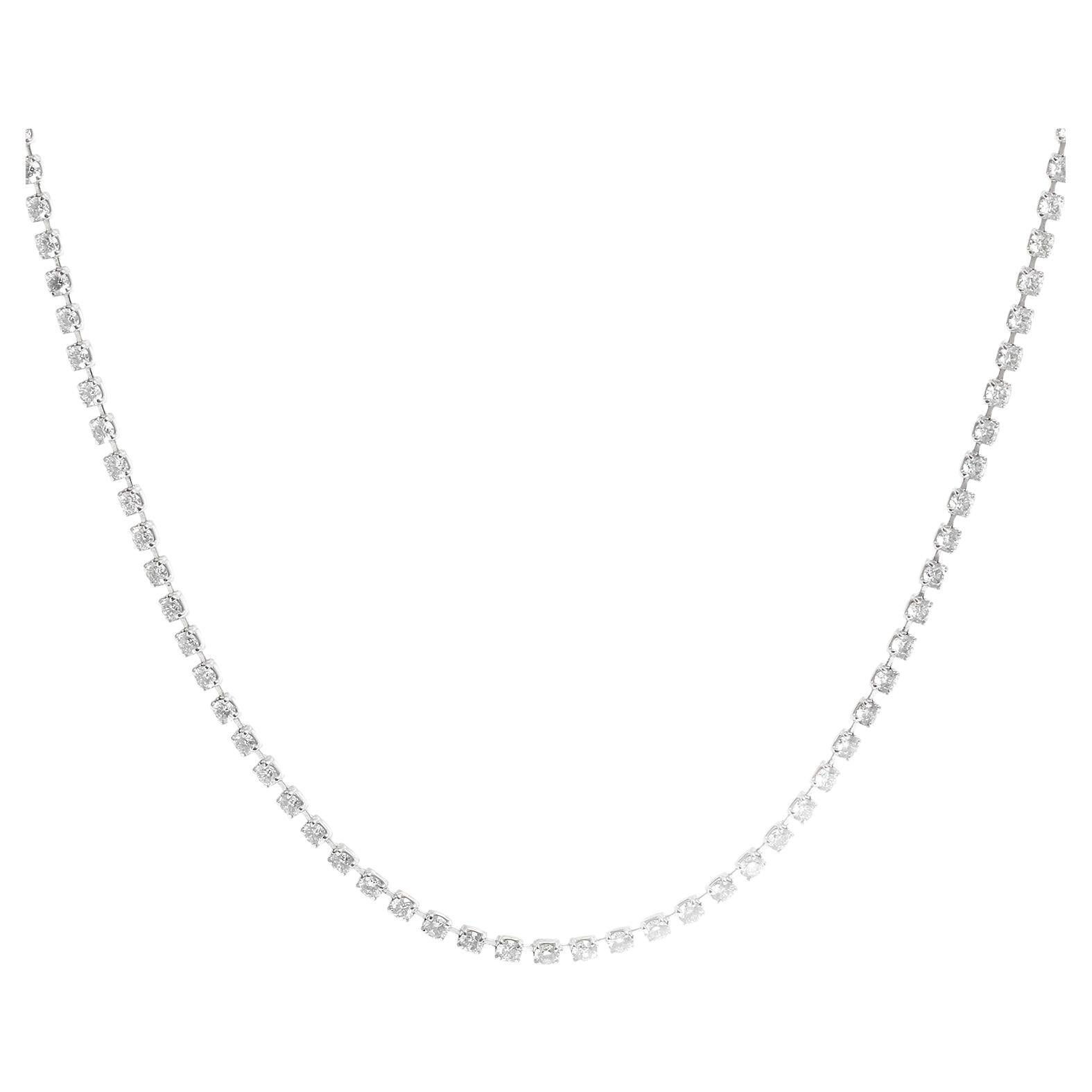 Platinum Tennis Necklace 5.33 carats For Sale