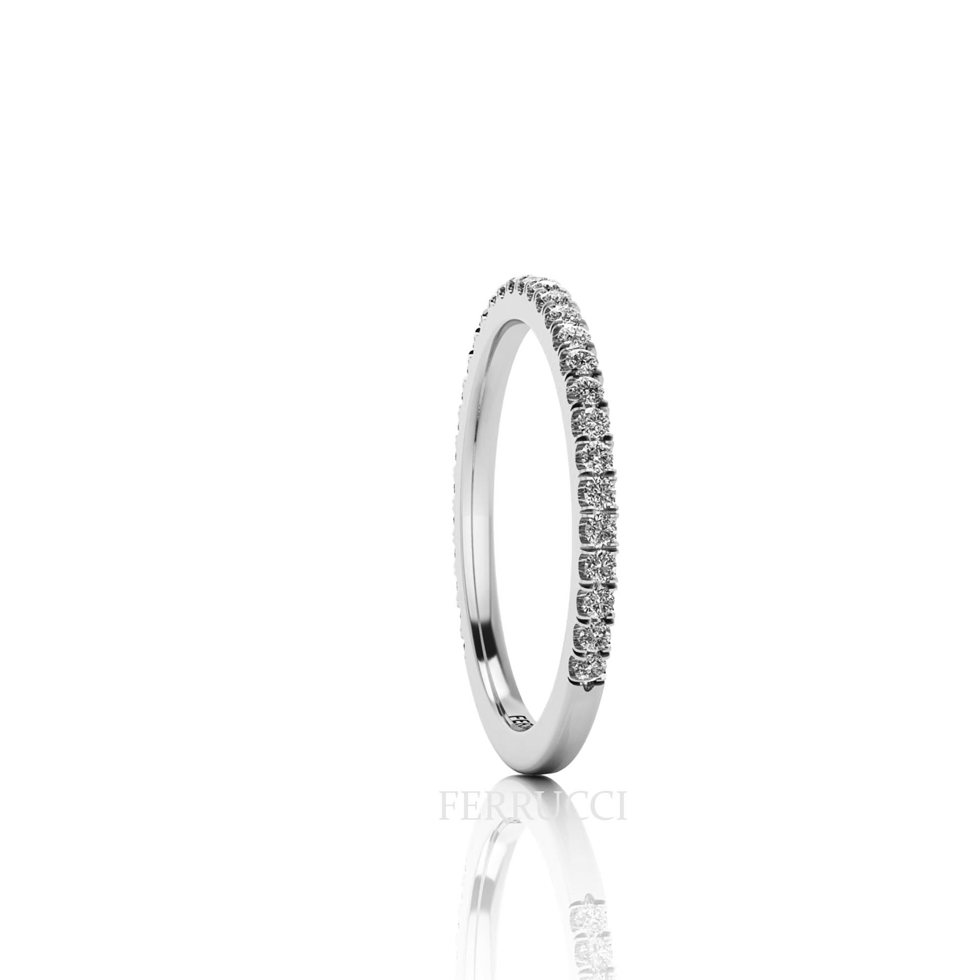 Women's Thin Diamonds Pavé Stackable Band Platinum 950 Ring For Sale