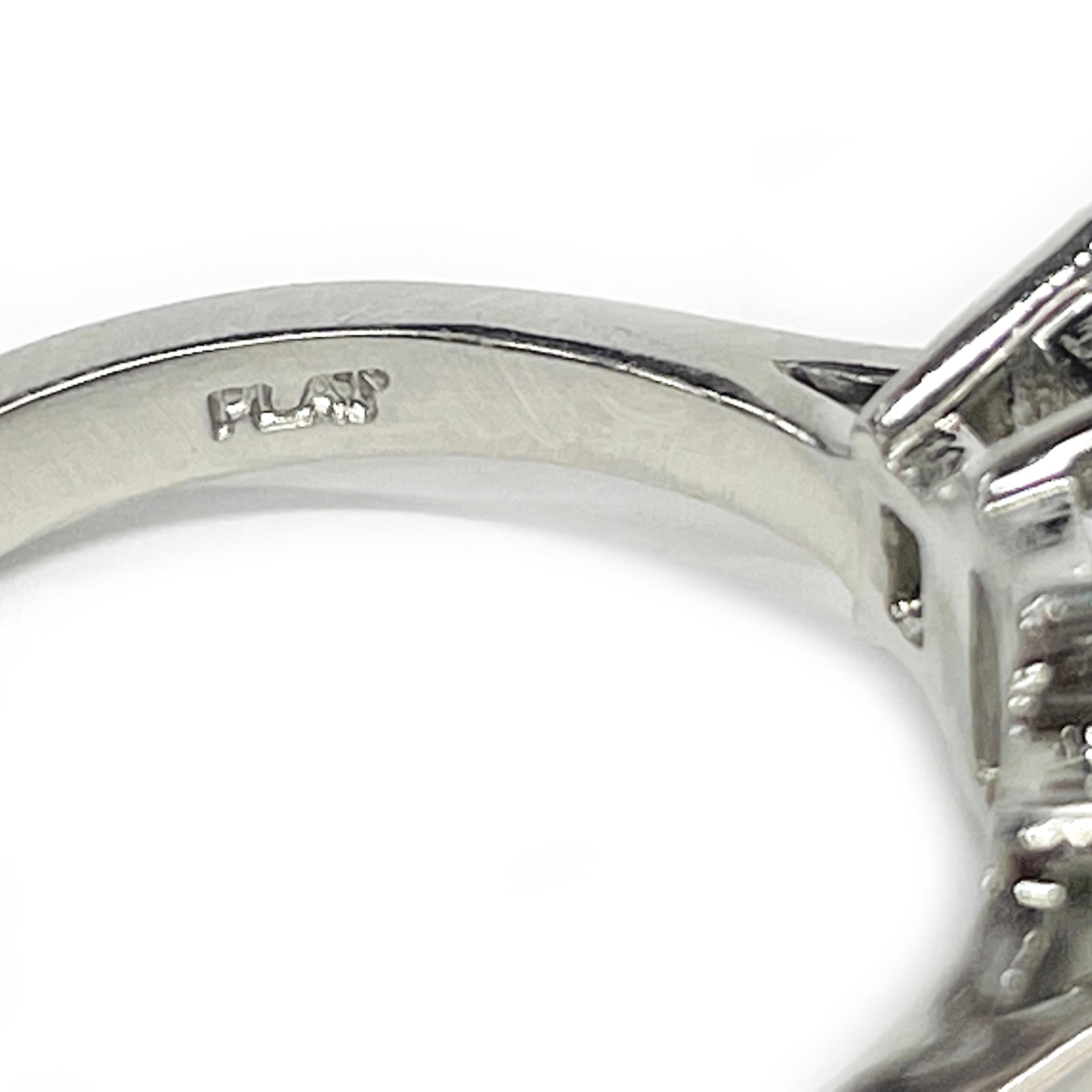 Contemporary Platinum Three Diamond Ring, 1.92ctw For Sale