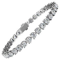 Bracelet tennis en platine à trois griffes avec diamants de 10 carats