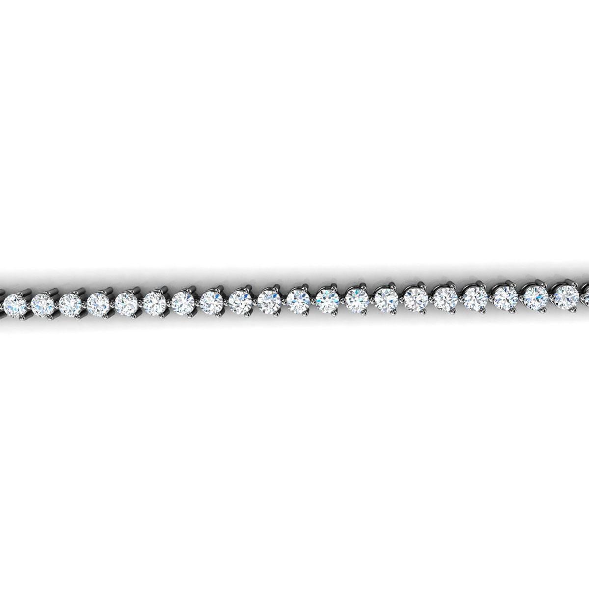 Platin Platin Drei Zacken Diamant-Tennisarmband '3 Karat' im Zustand „Neu“ im Angebot in San Francisco, CA