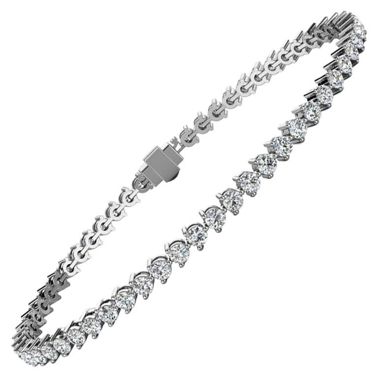 Platinum Three Prongs Diamond Tennis Bracelet '3 Carat'