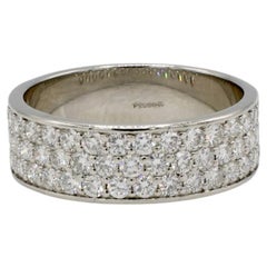 Media alianza de platino con pavé de diamantes naturales de 1,00 quilates y tres filas 6,5 mm