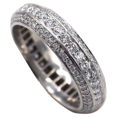 Platinum Three Row 1.50 Carat Diamond Eternity Band Ring