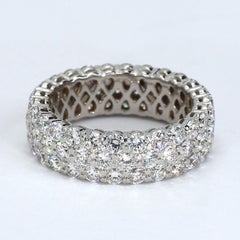 Platinum Three-row Pavé Diamond Ring (~7.75cttw) - Size 8