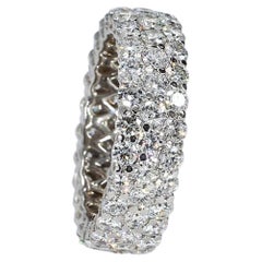 Platinum Three-row Pavé Diamond Ring (~7.75cttw) - Size 8