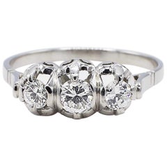 Platinum Three-Stone .50 Carat Round Diamond Engagement Ring